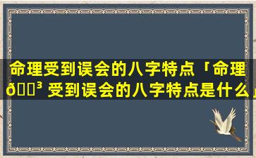 命理受到误会的八字特点「命理 🌳 受到误会的八字特点是什么」